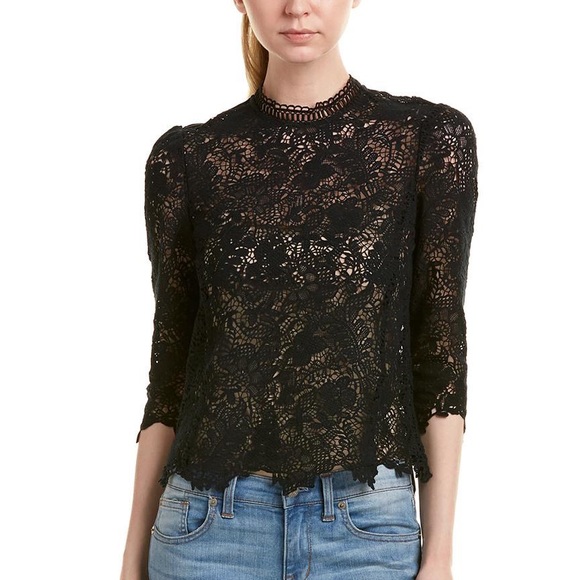 Rebecca Taylor Tops - [Rebecca Taylor] Arella Lace Mock Neck Lace Top
